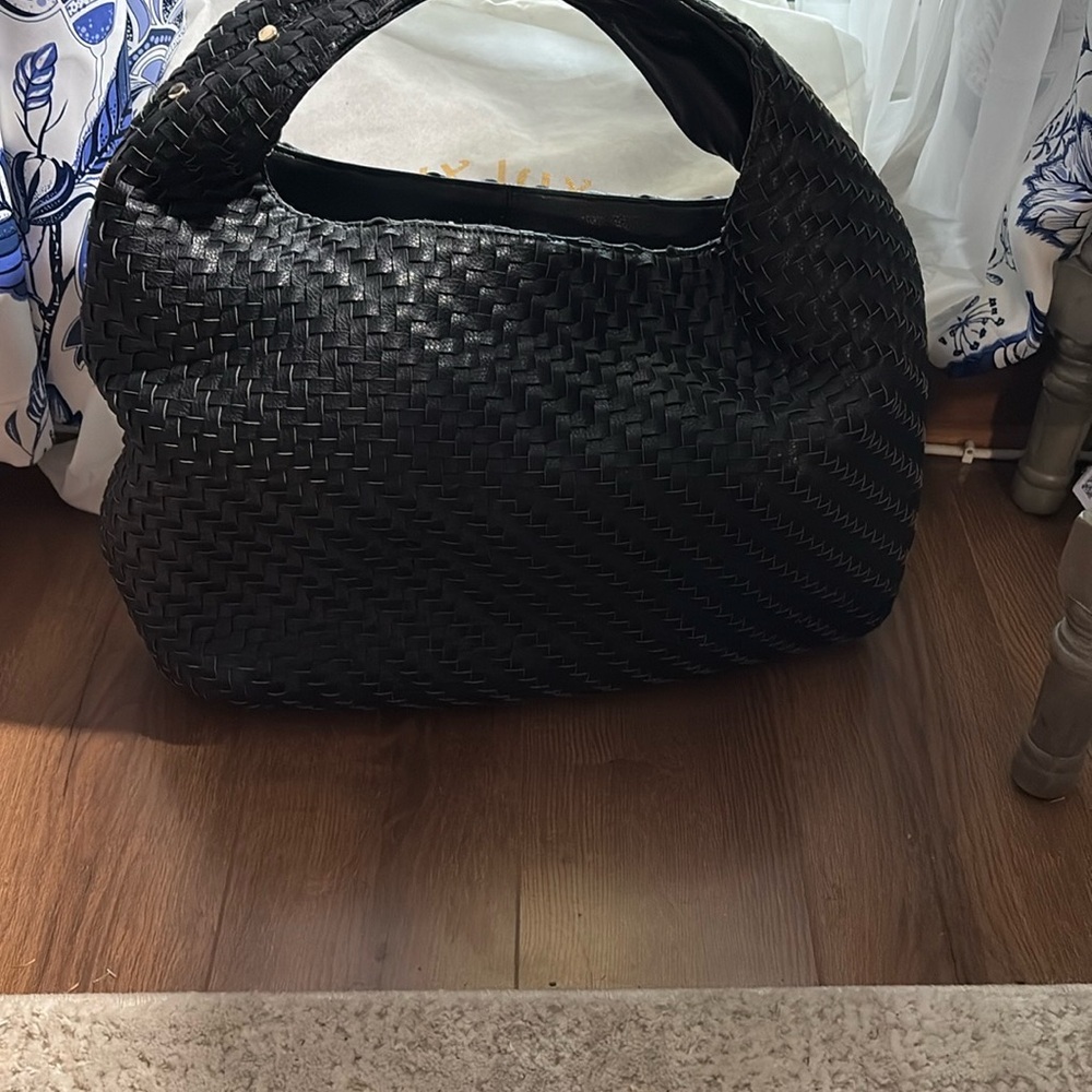 Deux Lux Elegant Black Woven Hobo Bag